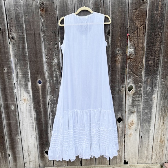 Holy Clothing White Cottagecore Prairie Maxi Dress Embroidered Cotton Large - Picture 2 of 9